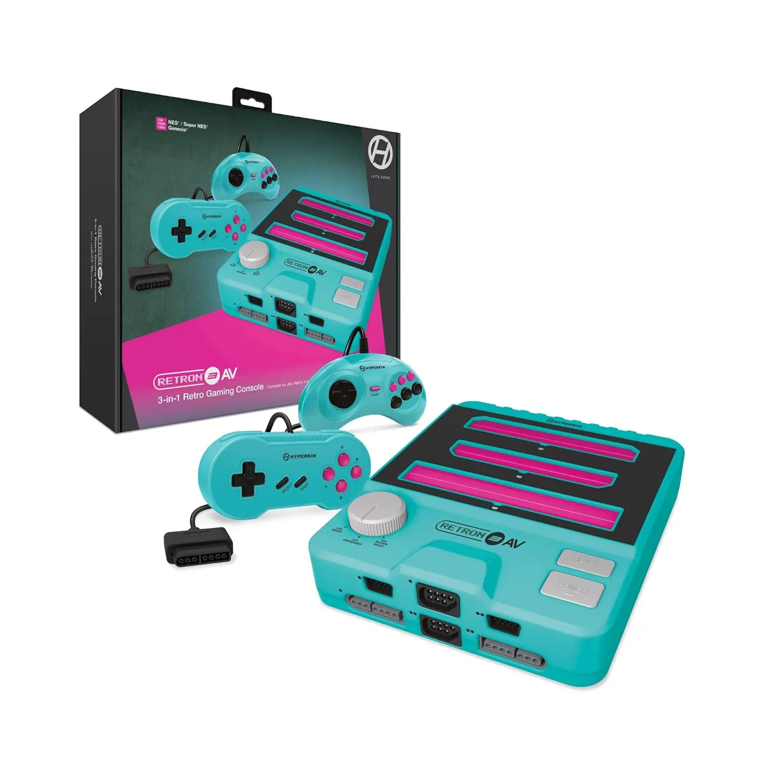 Hyperkin - RetroN 3 AV (3-in-1) Gaming Console for Nintendo NES/Super NES(SNES)/Super Famicom/Genesis - Hyper Beach