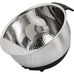 Rice Washing Bowl with Strainer Quinoa Washer Bowl, Stainless Steel Side Drainers Colander for Cleaning Fruits, Vegetables, and Beans - Versatile Kitchen Tool