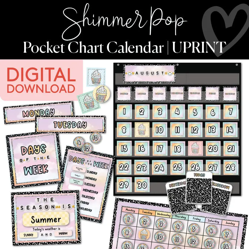 Printable Pocket Chart Calendar | Shimmer Pop