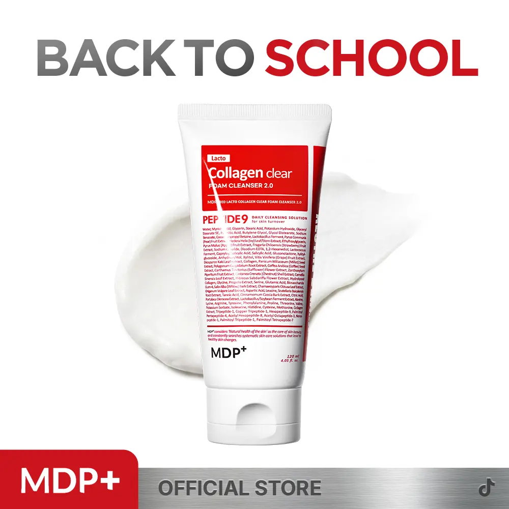 [MDP+ Official] Red Lacto Collagen Clear Foam Cleanser 2.0, 4.05 fl oz/120mL, Lactobacillus Ferment, T-Collagen Complex, AHA, Peptide 9, Deep Cleansing, Korean Skincare