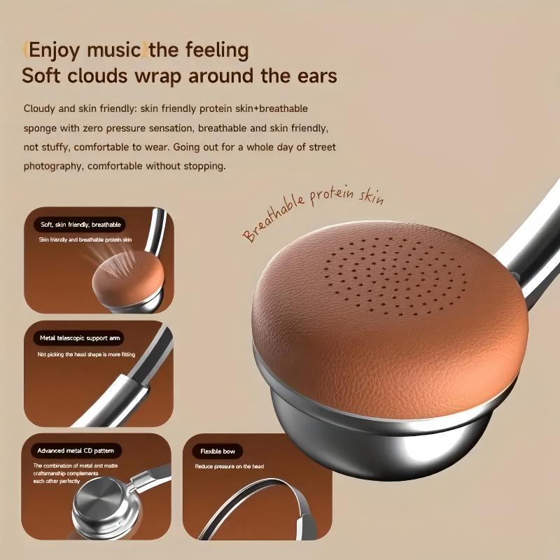 CR-20 Wireless Bluetooth 5.4 Over-Ear Headphones, Retro Maillard Metal Design, 8H+ Battery, ENC Noise Reduction, Low Latency, IPX4