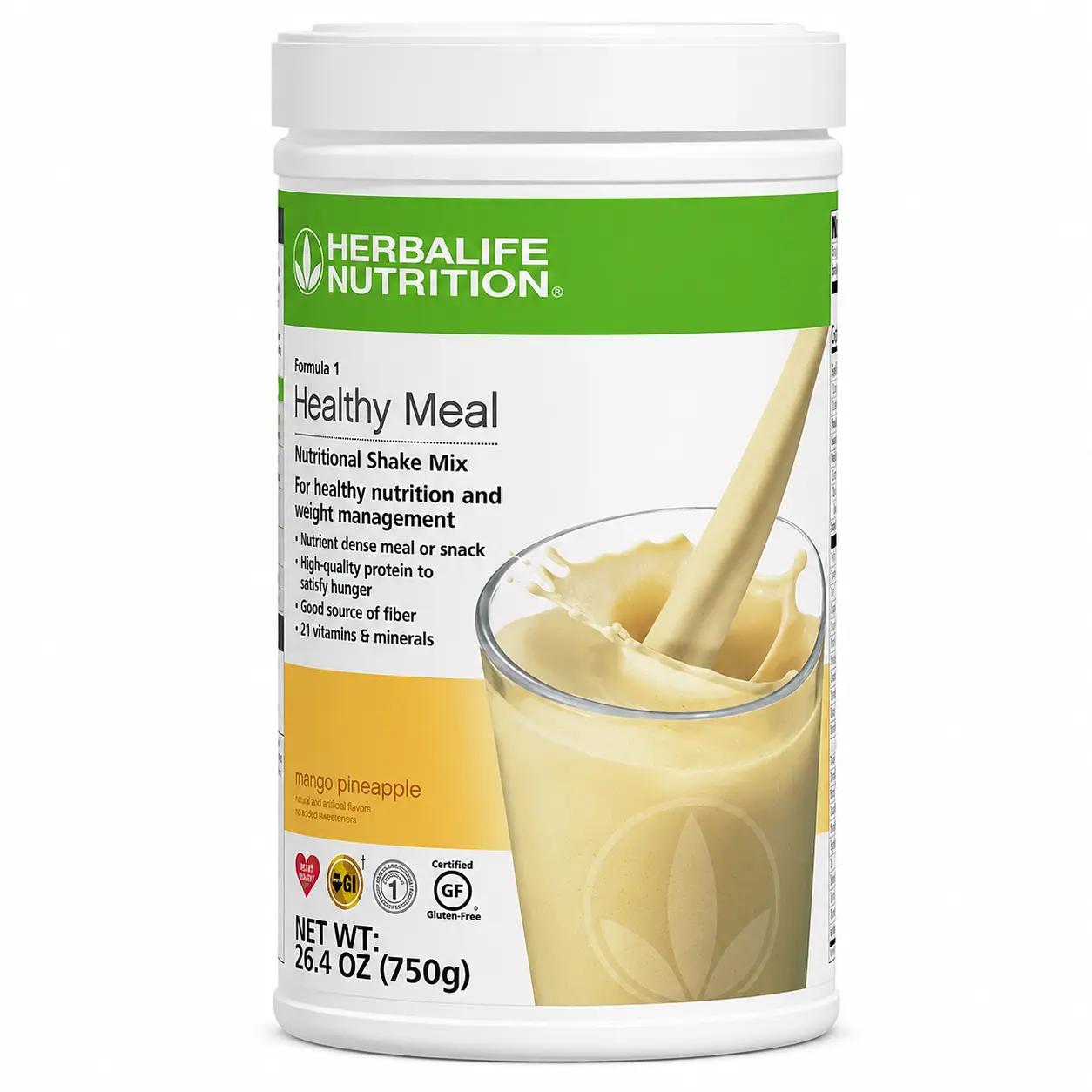 Herbalife Formula 1 Healthy Meal Nutritional Shake Mix Mango Pineapple 750 g Gluten Free Mango Pineapple Flavor Protein Blend Essential Vitamins Beverage 26.4 oz