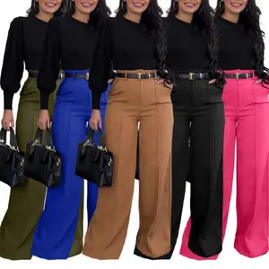 Women's Autumn New Commuter Casual Versatile Khaki Solid Color Draped Suit Pants Loose Straight Long Pants