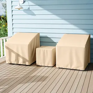 COSTWAY - Patio Furniture Covers Waterproof Outdoor Conversation Covers for 3 Pieces Bistro Set-Beige