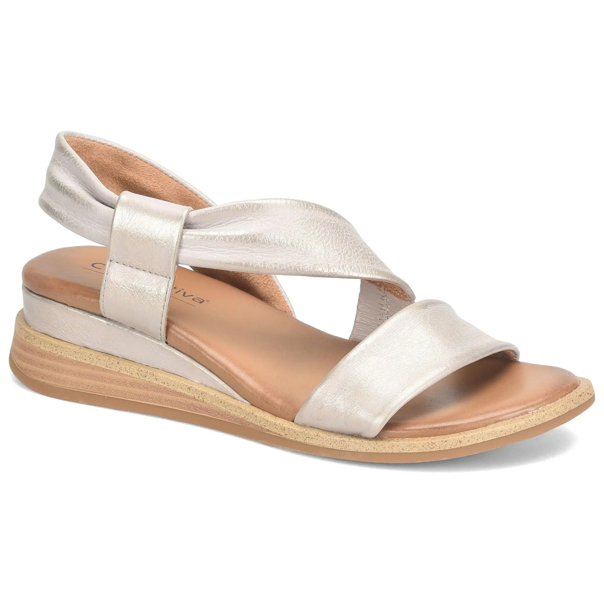 Comfortiva Leather Asymmetrical Slingback Wedge- Marcy