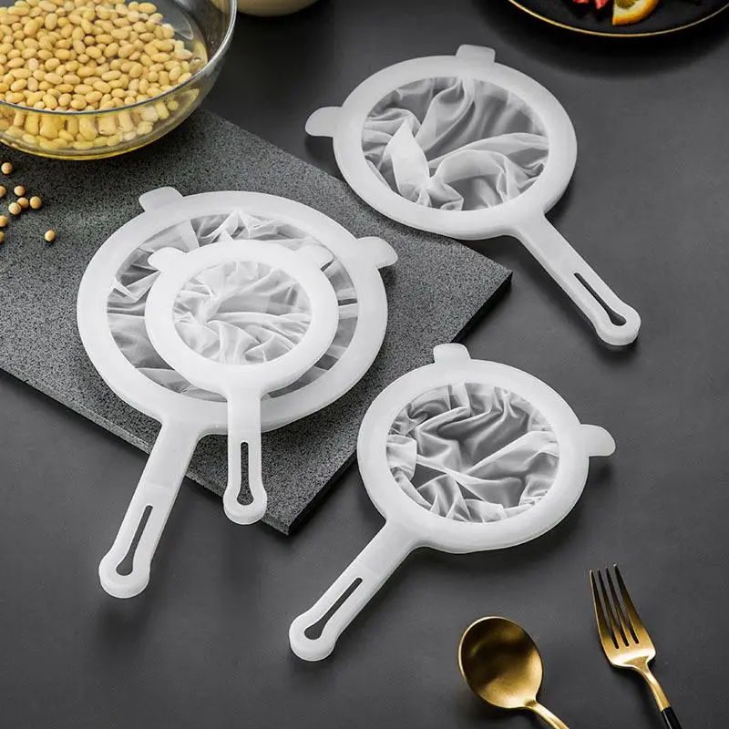 Multifunctional Nylon Mesh Filter with Handle, Kitchen Strainer for Soy Milk, Coffee, Juice, Kitchen Utensils & Gadgets