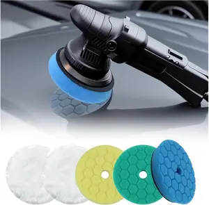 PCS  Inch Polishing Pads Kit Sponge & Polyester,Heavy Duty Reusable Car Buffing Pads Kit for Car Paint/Body,Hook and Loop Buffer Pad Fit  Inch Adapter Cars Accessories