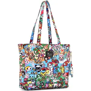 tokidoki Unicorno Foldable Tote Bag for Women, Canvas Tote Bags with Doll Portable Shoulder Handbag for school Work Travel