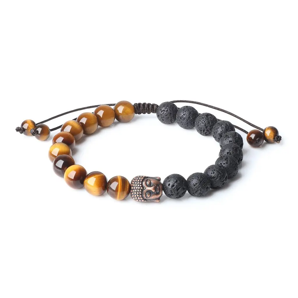 Mens Womens Stone Buddha Head Prayer Bracelet