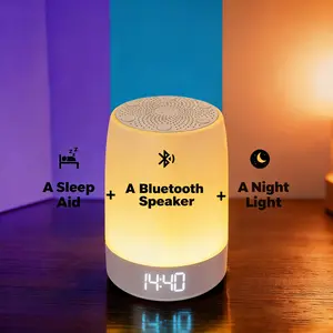 3-in-1 Alarm Clock, White Noise Machine for Sleep, Bluetooth Speaker, Dimmable Night Light, 32 Nature Sounds & White Noise,  8 colors+Rainbow Breathing Light, 240-min Timer for Heavy Sleeper, Adults, Kids,Home Gift
