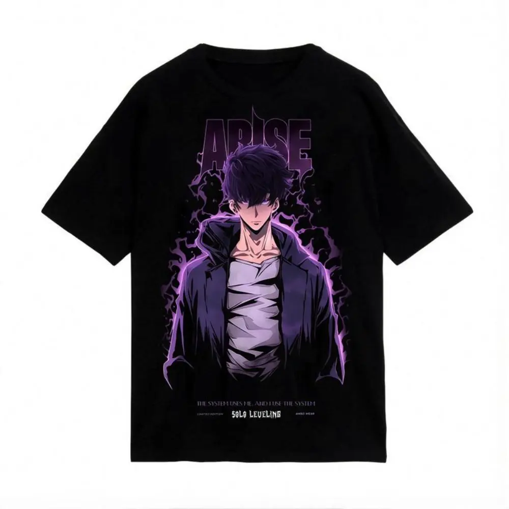 Solo Leveling Tee T-shirt, Epic Anime Graphic Double-Sided Tee Solo Leveling anime merchandise for anime lovers