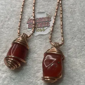 Carnelian Crystal With Copper Ball Necklace Green Aventurine 1 pcs