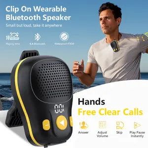 Ipx56 Waterproof Mini Clip-On Speaker, Bluetooth-compatible 5.4 Portable Wireless Speaker, USB Charging, Long Battery Life, Ideal for Sports