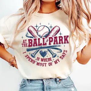 At The Ballpark Is Where I Spend Most Of My Days Shirt, Retro Baseball Mom Sweatshirt, Game Day Mama Tee, Mother's Day Gift