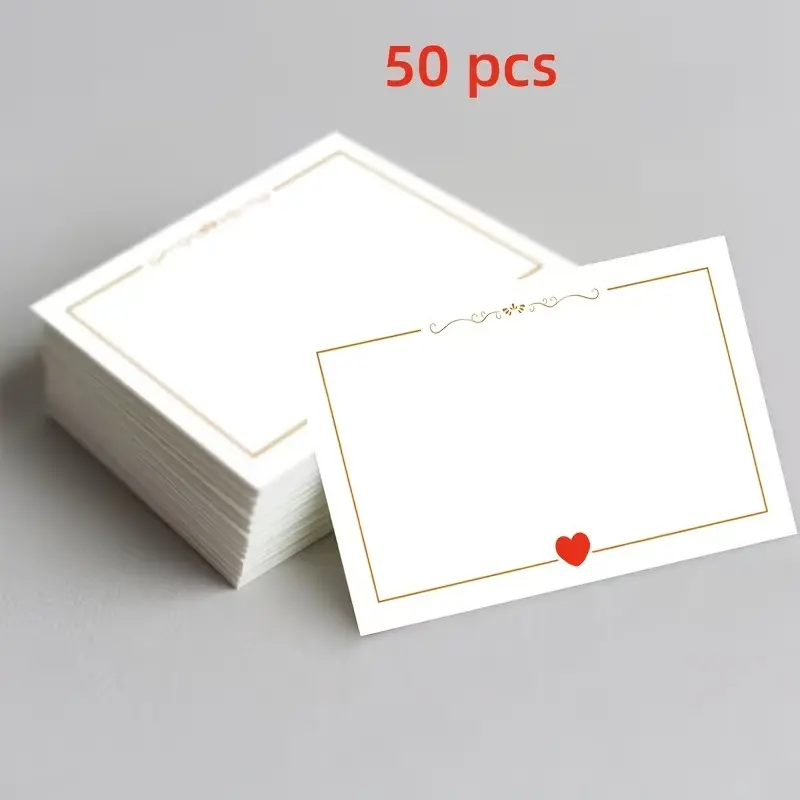 50 Blank Heart Design Valentine Cards, Wedding Birthday Anniversary Holiday Gift Tags, Info Wallet Business Greeting Card Teacher Present, Custom Message Card