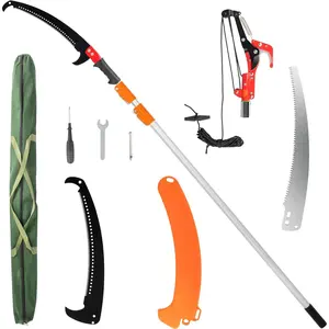 12ft Manual Pole Saws, Extendable Tree Trimmers Long Handle Pruner, 2 count   and , Long Tree Pruner with 2-section for Pruning Palms and Shrubs