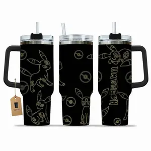 Elite Tumbler - Umbreon PKM Anime 40oz Travel Tumbler With Handle & Straw, Gift For Fans Anime, Insulated Cup for Hot & Cold Drinks