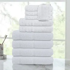 10 Piece Towel Set with Upgraded Softness & Durability, White