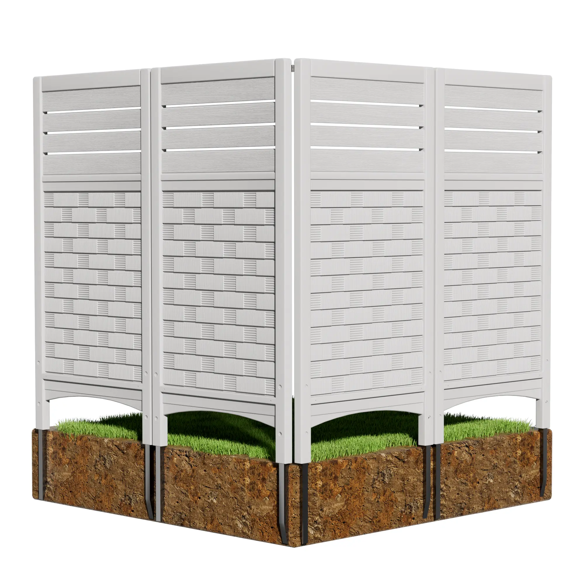 Mrosaa Outdoor Fence Privacy Panels,Resin Privacy Fence Panels for Outside,Air Conditioner/Trash Can/Pool Equipment Enclosure 4-Pack
