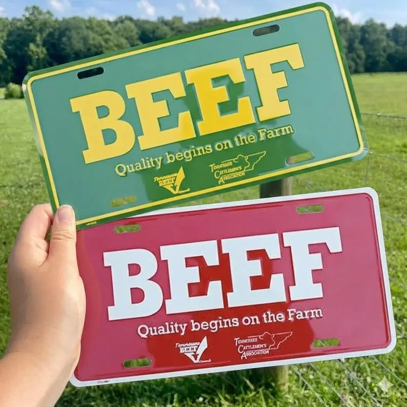 [ BEST SELLER ] BEEF Farm License Plate, Vintage Farm Style Car Tag, Ranch Truck Decor, Country Western Auto Plate, Farmer Gift, Farmhouse Vehicle Decor