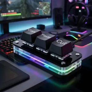 2026 RGB 3 Keys Macro Programming Mini Keyboard for Photoshop Gaming Hotswap Programming Keypad Copy Paste Mini Button Macropad