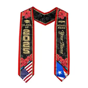 Personalized Puerto Ricans American Flag Graduation Sash 2025, Puerto Rico Graduation Gift Stole Custom, Puerto Rico Graduation Sash 2025