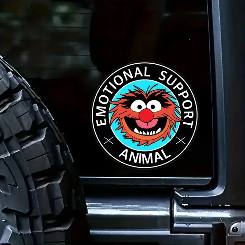 Cartoon Muppet Pattern Car Sticker, Emotional Support Animal Sticker, Durable & Weatherproof Vinyl Sticker for Car, Laptop, Phone