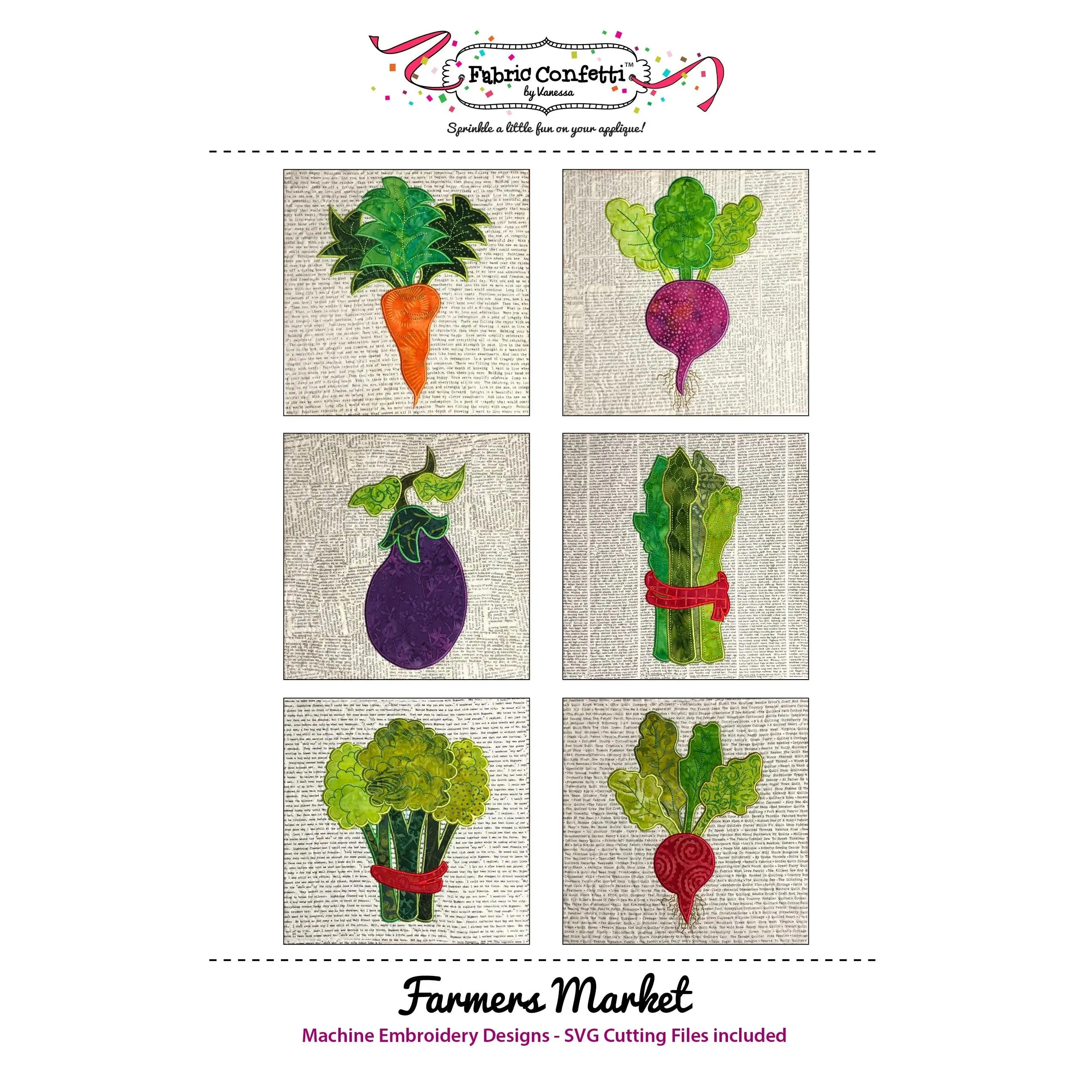 Farmers Market Table Runner for Machine Embroidery