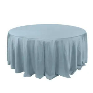 Polyester 132" Round Tablecloth Dusty Blue - Seamless Chic Table Cover