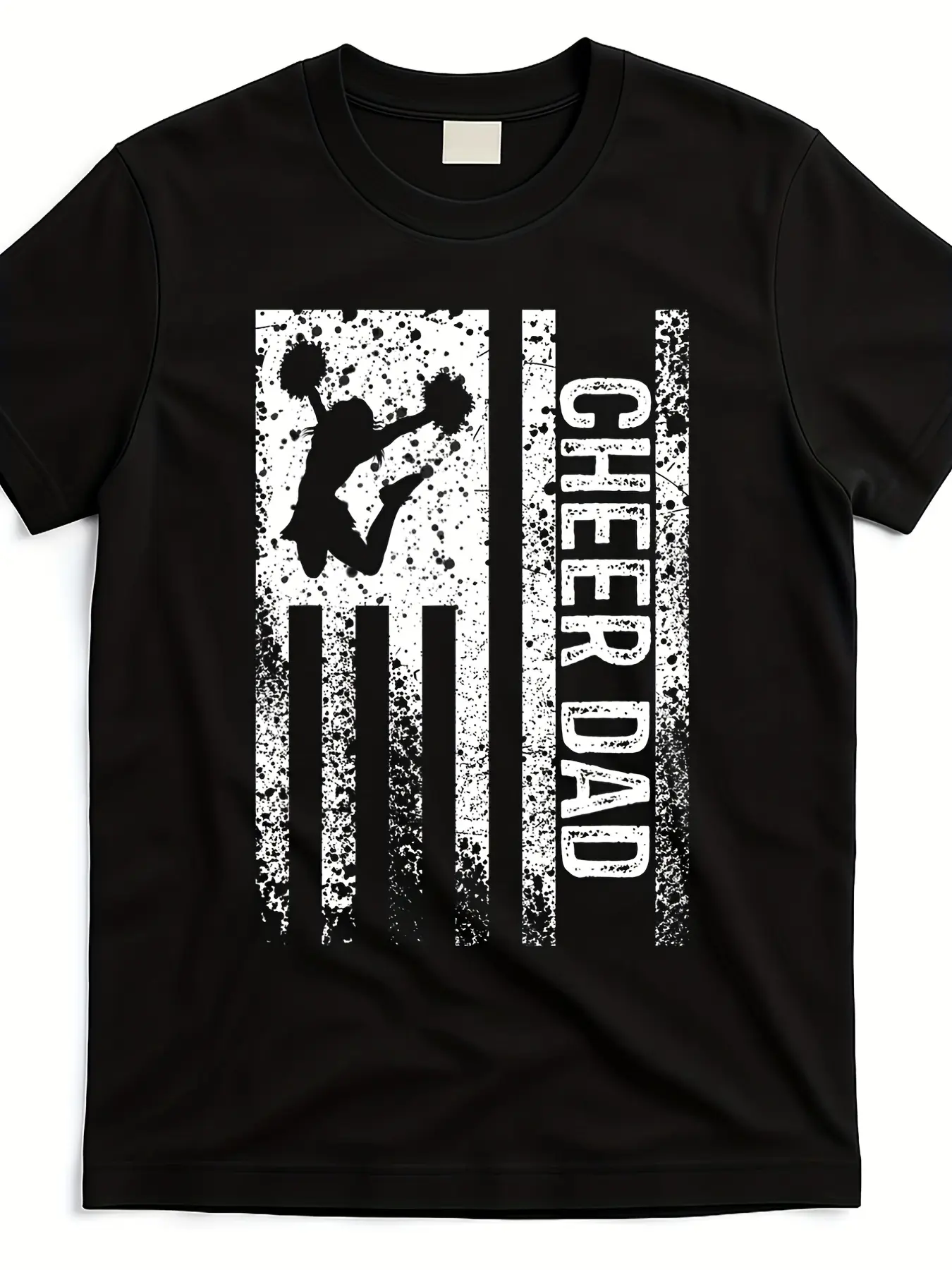 Men's & Women's Vintage American Flag T-Shirt - Cheerleader Squad & Dad Graphic, 220gsm Pure Cotton Retro Casual Tee for Events, Cheerleading Squad Outfits, Funny Father's Gift (Unisex)