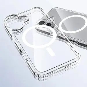 Strong Magnetic Magsafe Case For iPhone 17Air 17 16e 16 15 14 13 12 11 Pro Max Plus Mini Hybrid Hard Cover Silicon Clear Shell Shockproof