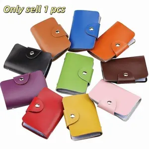 Waterproof Anti-Demagnetization Card Holder, Double-Layer Genuine Leather Business Card Wallet with 24 Slots, Stylish Organizer with Snap Closure