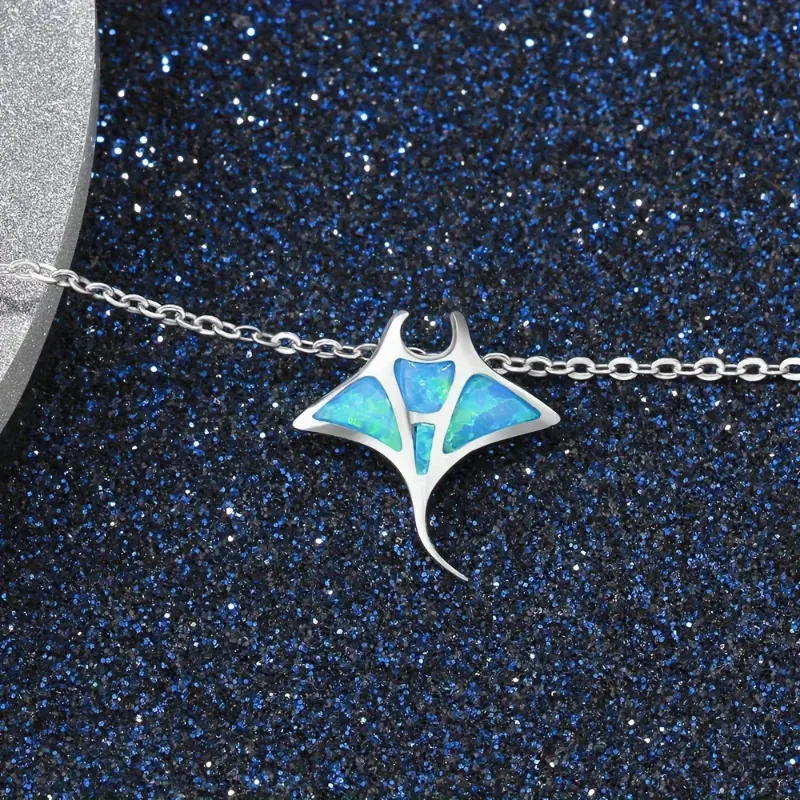 1pc Opal Whale Necklace for Men And Women.