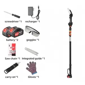 2-in-1 electric pole saw, equipped with a hand saw: battery-powered tree trimmer, adjustable telescopic design, suitable for wood cutting and trimming.An ideal Easter gift