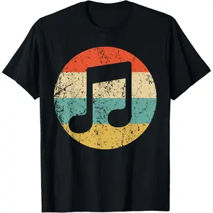100% Cotton Musician Retro Musical Notes T-Shirt