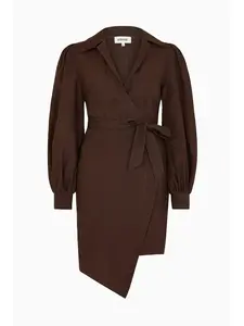 Anja Shirt Mini Dress in Chocolate - Women's Casual Dress - Womenswear