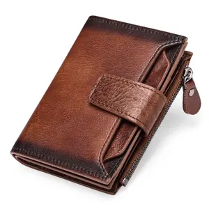 Men's Short Genuine Leather Wallet, Top Layer Cowhide European Fashion Casual Card Holder with Driving License Slot summervibes