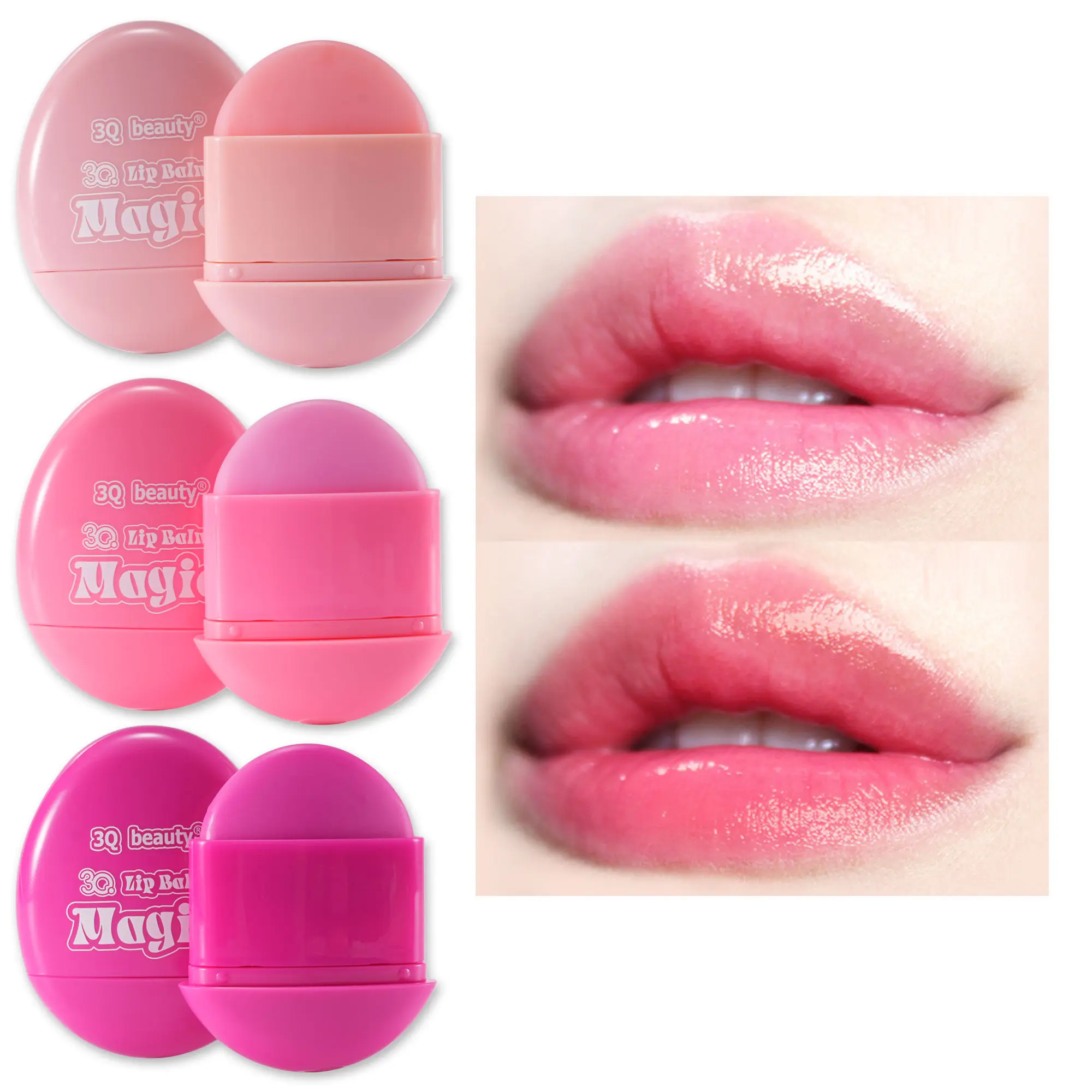 3Pcs Magic Temperature Color Changing Lip Balm Set, Hydrating Moisturizing Gloss Tinted Lip Balm Natural Pink Flush Lip Care Kit For Women Daily Lip Makeup