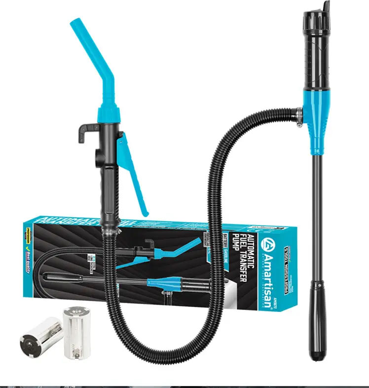 Portable Pump, Water & Fuel Transfer Pump withNozzle, Battery Required Fuel Pipe Pump with 3 FTLong Hose, Work Equipment for Men, Parts, PortableLiquid Pump