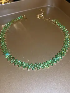 Rhinestone Decorated Necklace for Women & Girls, Fashion Jewelry for Party, Daily Clothing Decor, Trendy All-match & Exquisite Jewelry for Birthday Gift, Elegant Rhinestone Necklace, Fashionable Jewelry