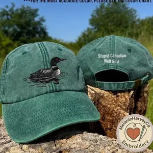 Stupid Canadian Wolf Bird Embroidered Washed Hat, Hockey Romance LGBT Hockey Fan Gift, Heated But Devote Movie Baseball Hat, Team Hollanov TDPOH