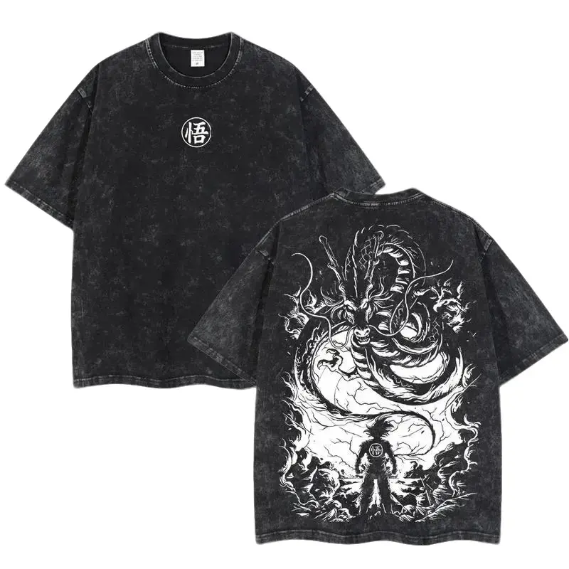 [BT 100%cotton]Retro Vintage Limited "Goku Calling Dragon" Dragon Ball Z Anime Double Printed, Anime Vintage Graphic Tees graphic tee，cotton graphic tees，humorous tshirt men，christian clothing，funny shirts，men's t shirts，cotton tee shirt