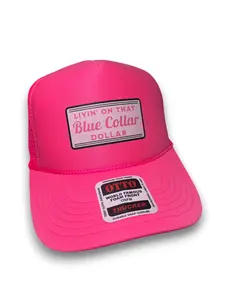 Livin' On That Blue Collar Dollar | Neon Blue and Neon Pink Country Trucker Snapback Hat by Luckless Outfitters