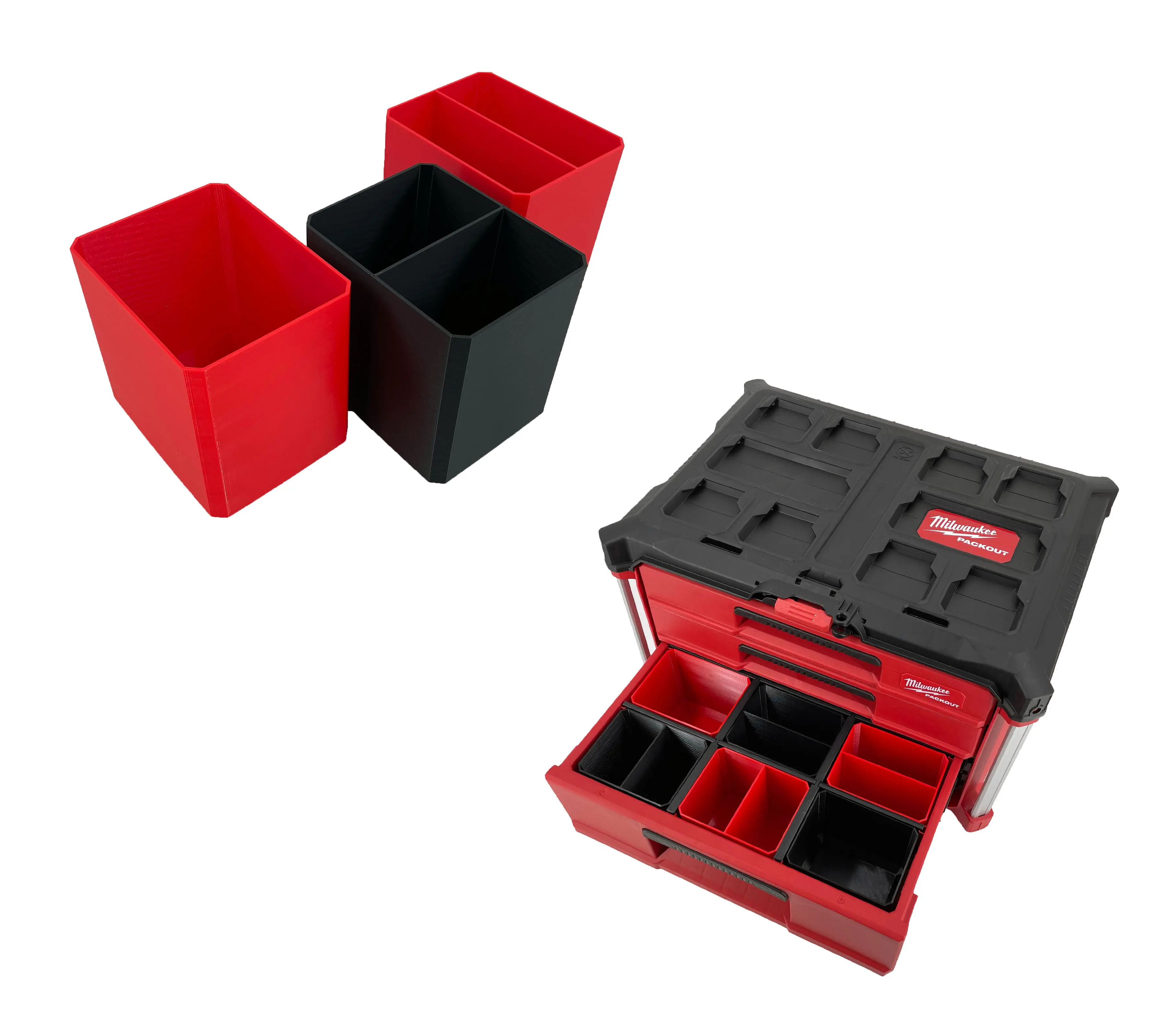 Milwaukee Packout Multi-Depth 3-Drawer (Lower) Tool Box Compatible Small Nesting Bins - Black