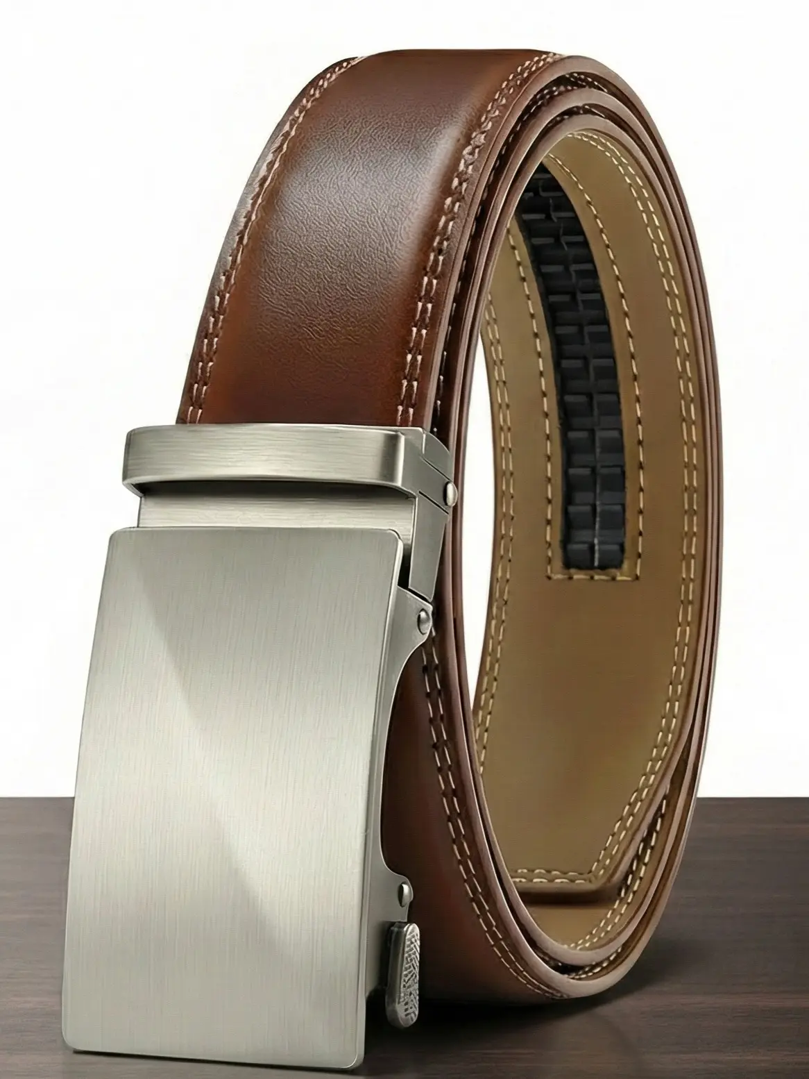 HAGIG Mens Belt Leather Ratchet Belt - Customizable Fit, Effortless Style (35mm)