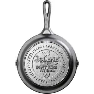 8 inch dolly parton preseasoned cast iron stamped skillet signature teardrop handle use in the oven on the stove on the grill or over a campfire jolene