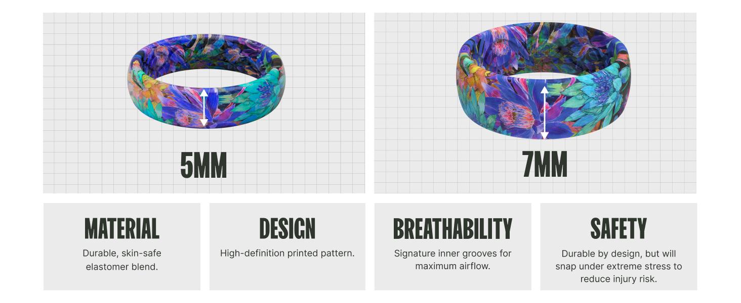 Groove Ring – Lightweight Thin Band for Women, Everyday Wear, Vintage Inspired – Retro Floral