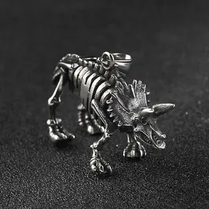 GTHIC Vintage Ferocious Dinosaur Stainless Steel Pendant Statement Fashion Accessory for Birthdays or Everyday Wear