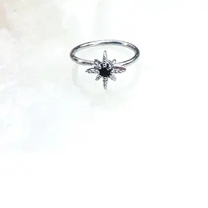 Black Star Crystal Hoop for Nostril or Cartilage.