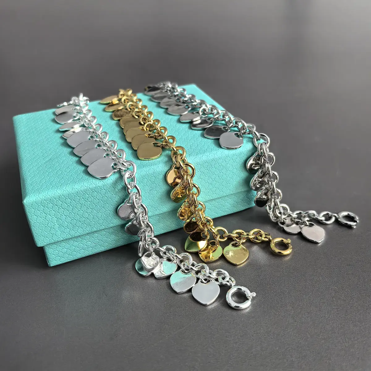 High Quality Heart Symbol Bracelet - Y2K Thick Chain OT Buckle Trendy Bracelet - Versatile Necklace tarnish proof jewelry evry jewels Valentines Special for Women-Heart Shaped Pendant TikTokShopCreatorpicks